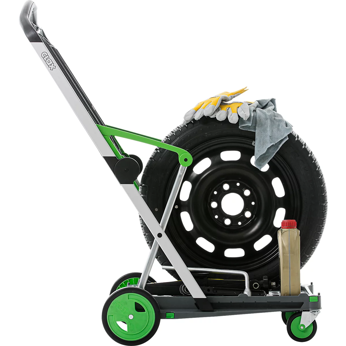 Inklapbare transportwagen CLAX®- zonder bak - grijs/groen