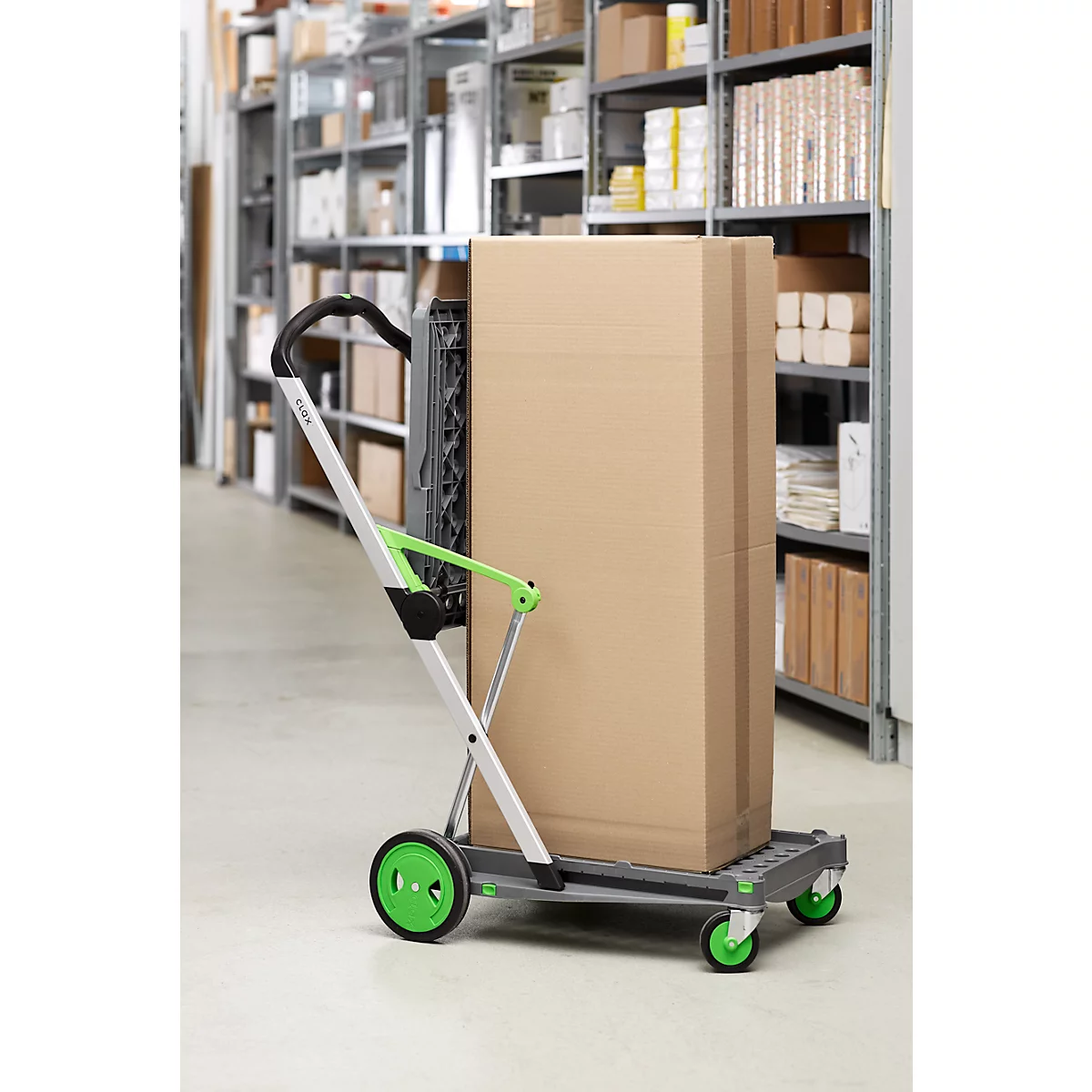 Inklapbare transportwagen CLAX®- zonder bak - grijs/groen