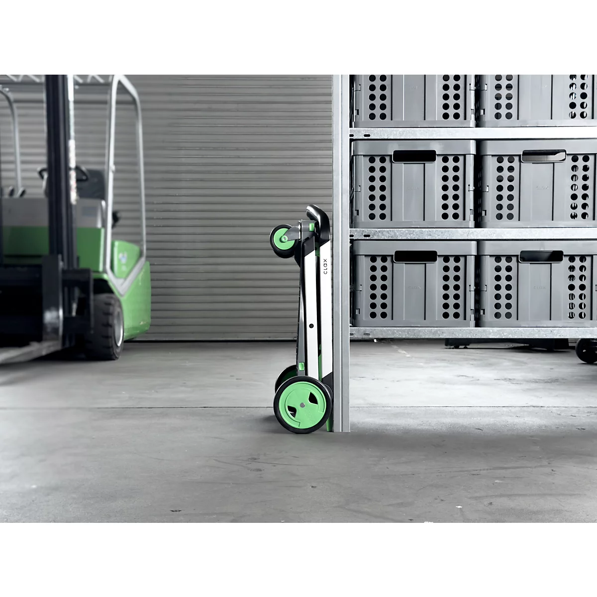 Inklapbare transportwagen CLAX®- zonder bak - grijs/groen