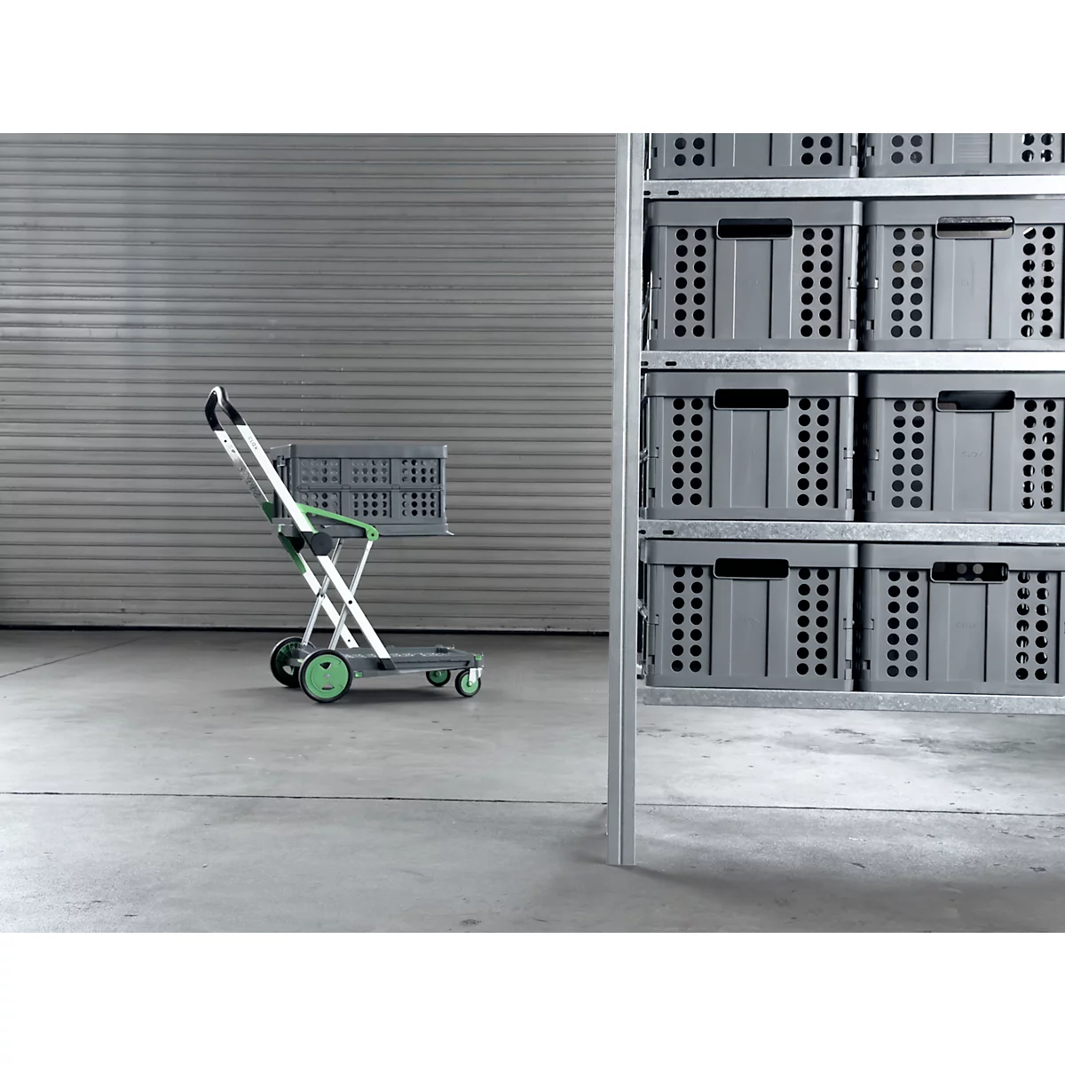 Inklapbare transportwagen CLAX®- zonder bak - grijs/groen