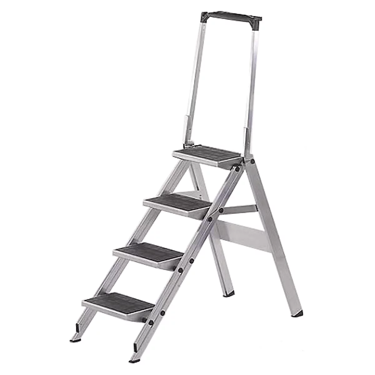 Inklapbare trap met beugel, aluminium, 4 treden