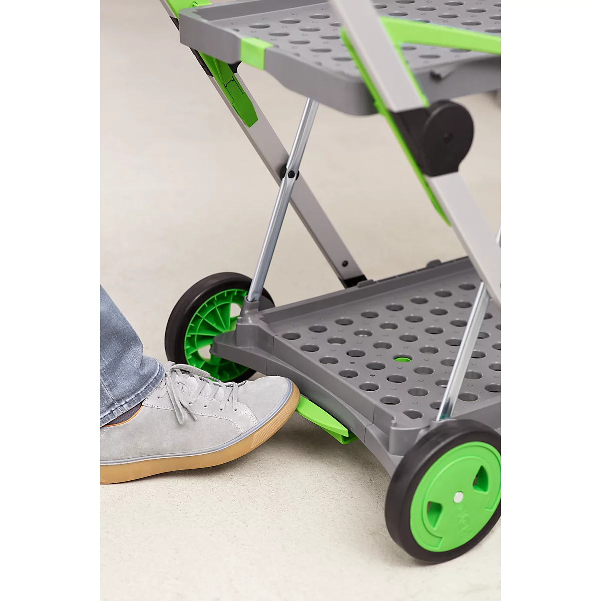 Inklapbare trolley CLAX®- met vouwkrat - 46 L - grijs/groen