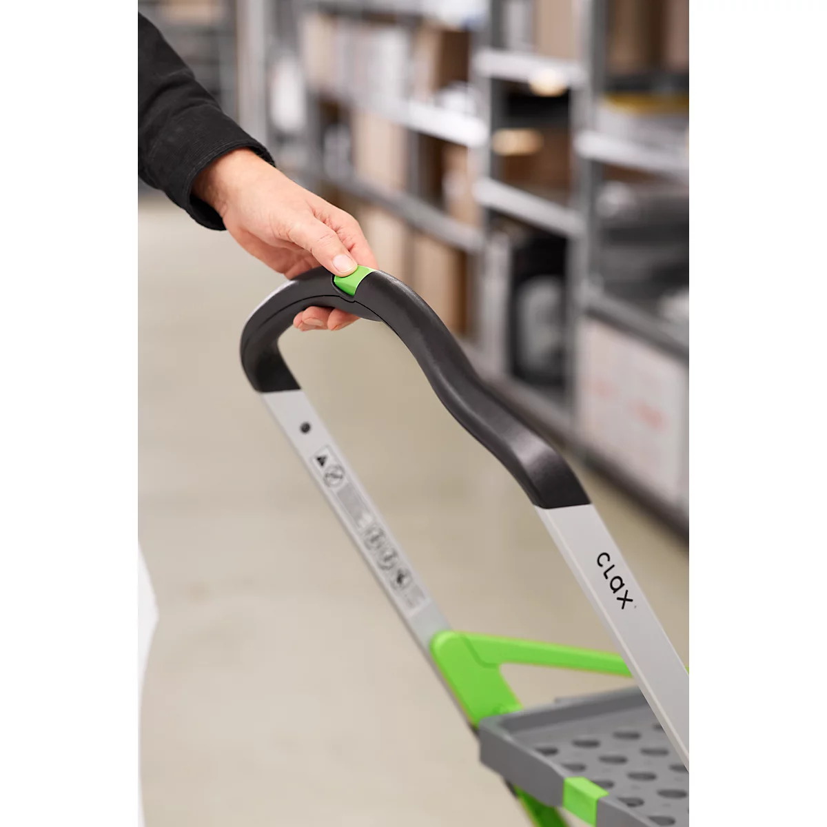 Inklapbare trolley CLAX®- met vouwkrat - 46 L - grijs/groen