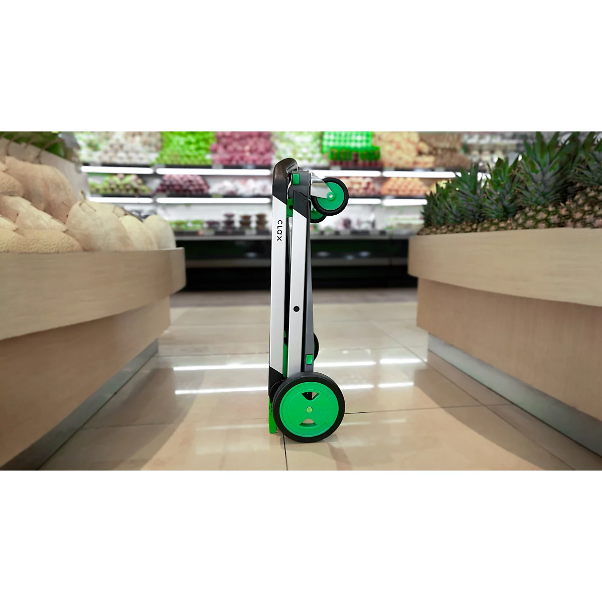 Inklapbare trolley CLAX®- met vouwkrat - 46 L - grijs/groen