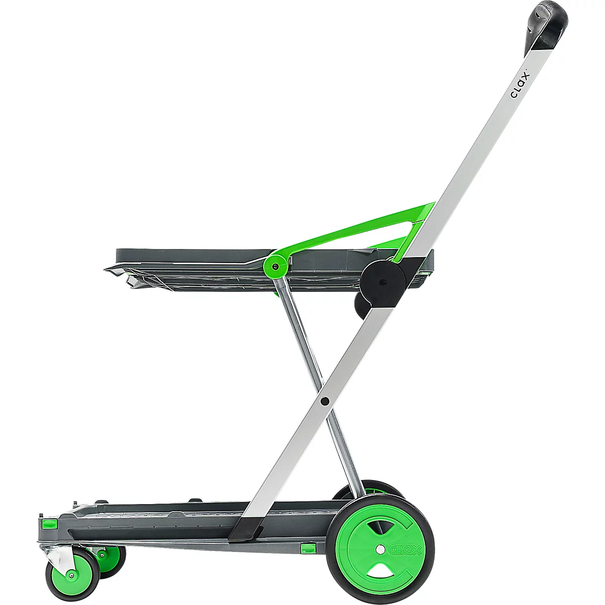 Inklapbare trolley CLAX®- met vouwkrat - 46 L - grijs/groen