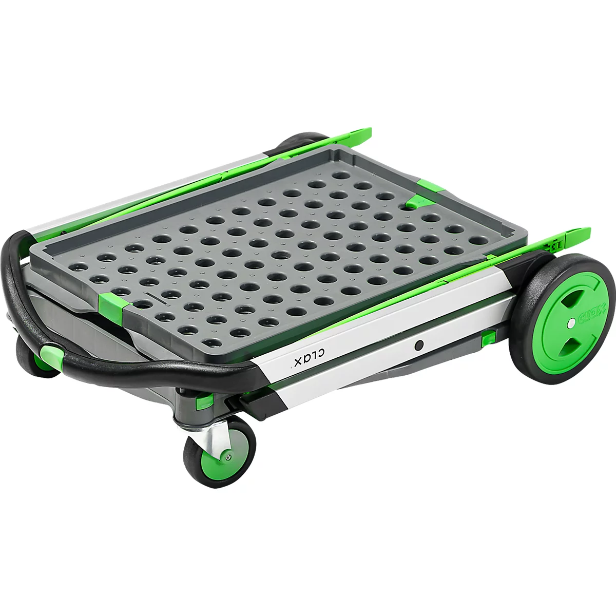 Inklapbare trolley CLAX®- met vouwkrat - 46 L - grijs/groen