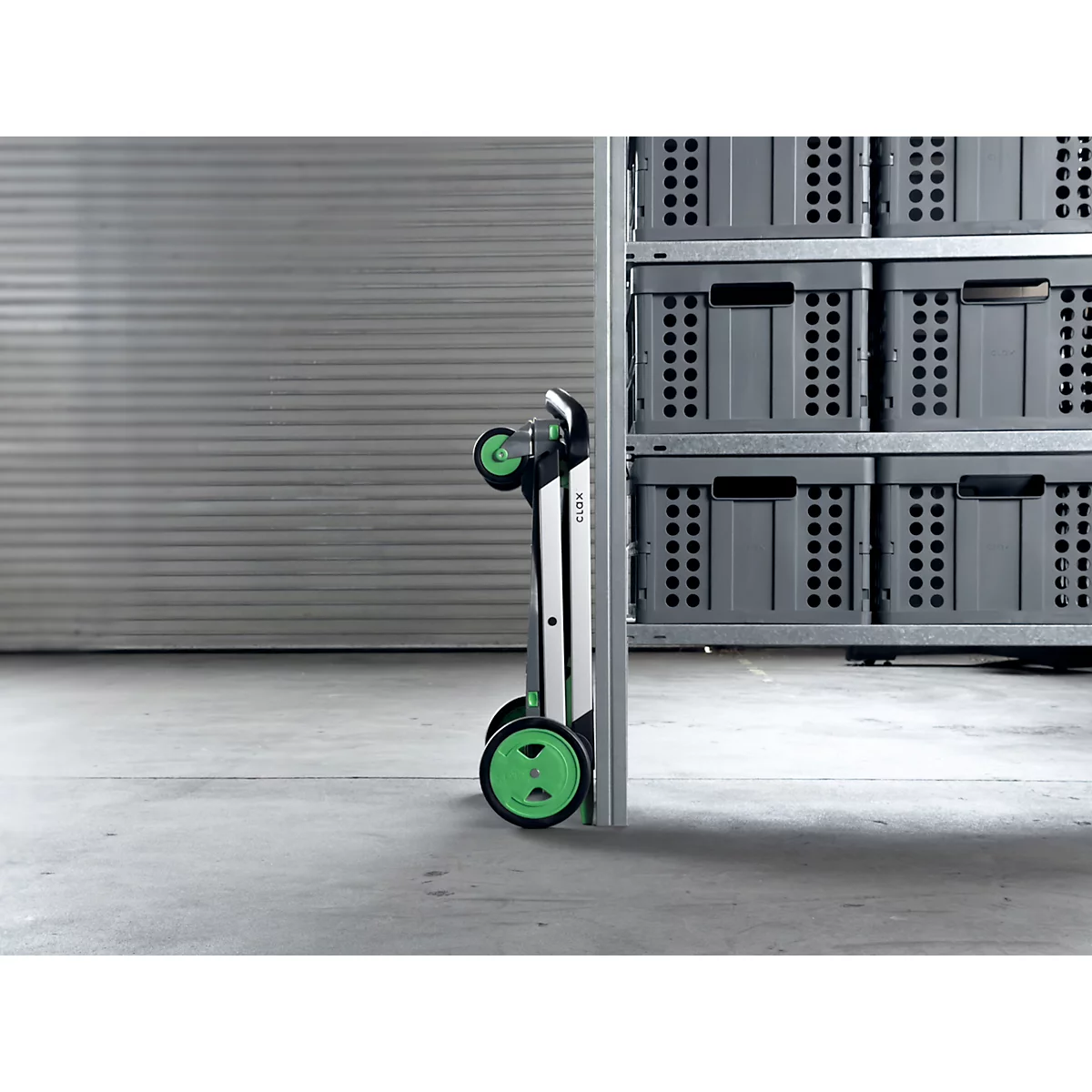 Inklapbare trolley CLAX®- met vouwkrat - 46 L - grijs/groen