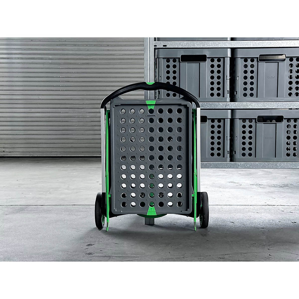 Inklapbare trolley CLAX®- met vouwkrat - 46 L - grijs/groen