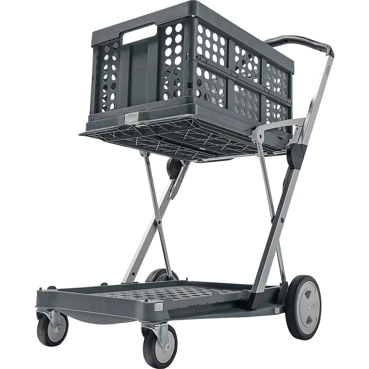 Inklapbare trolley CLAX®- met vouwkrat - 46 L - grijs