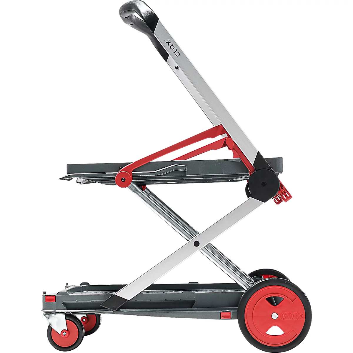 Inklapbare trolley CLAX®- met vouwkrat - 46 L - grijs/rood