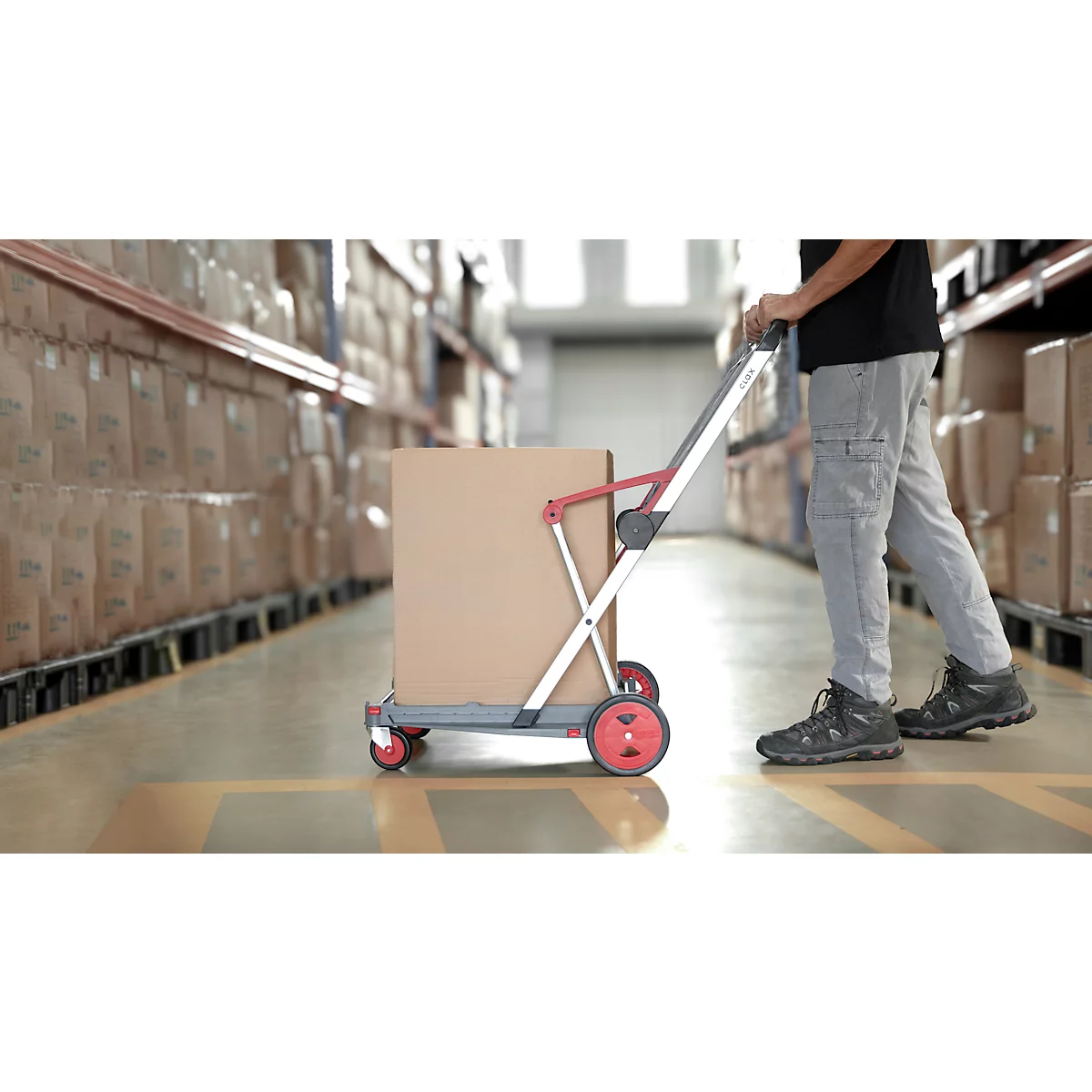 Inklapbare trolley CLAX®- met vouwkrat - 46 L - grijs/rood