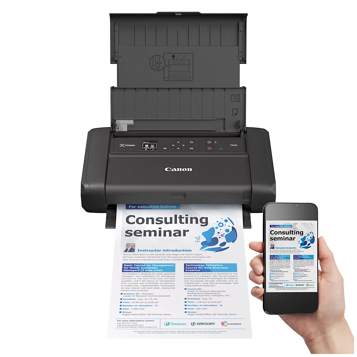 Inktjetprinter Canon PIXMA TR150, mobiel, tot A4, WLAN-print, zwart/wit en kleur