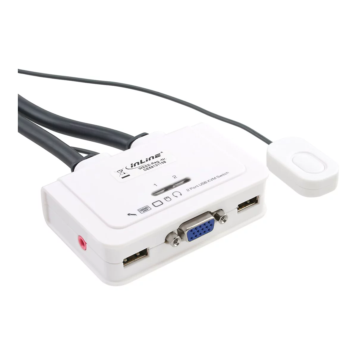 InLine Cable KVM Switch - KVM-/Audio-/USB-Switch - 2 x KVM/Audio/USB - 1 lokaler Benutzer - Desktop