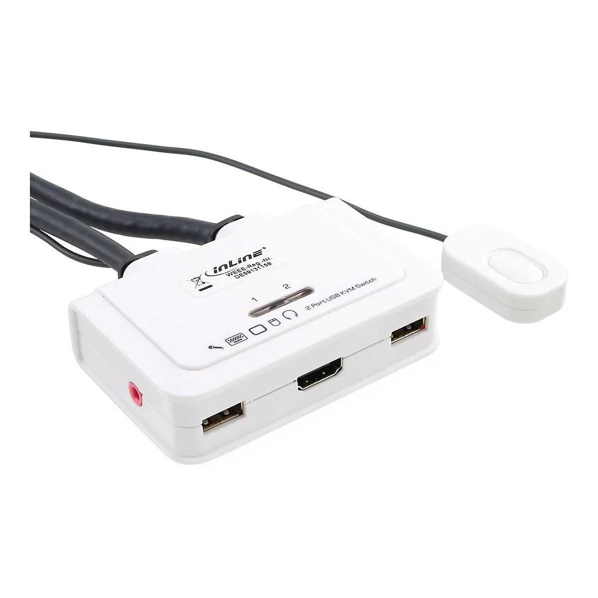 InLine Cable KVM Switch - KVM-/Audio-/USB-Switch - 2 x KVM/Audio/USB - 1 lokaler Benutzer - Desktop