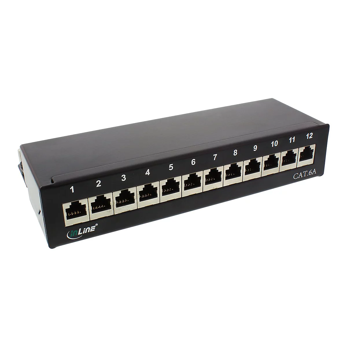 InLine - Patch Panel - CAT 6a - RJ-45 X 12 - Schwarz, RAL 9005