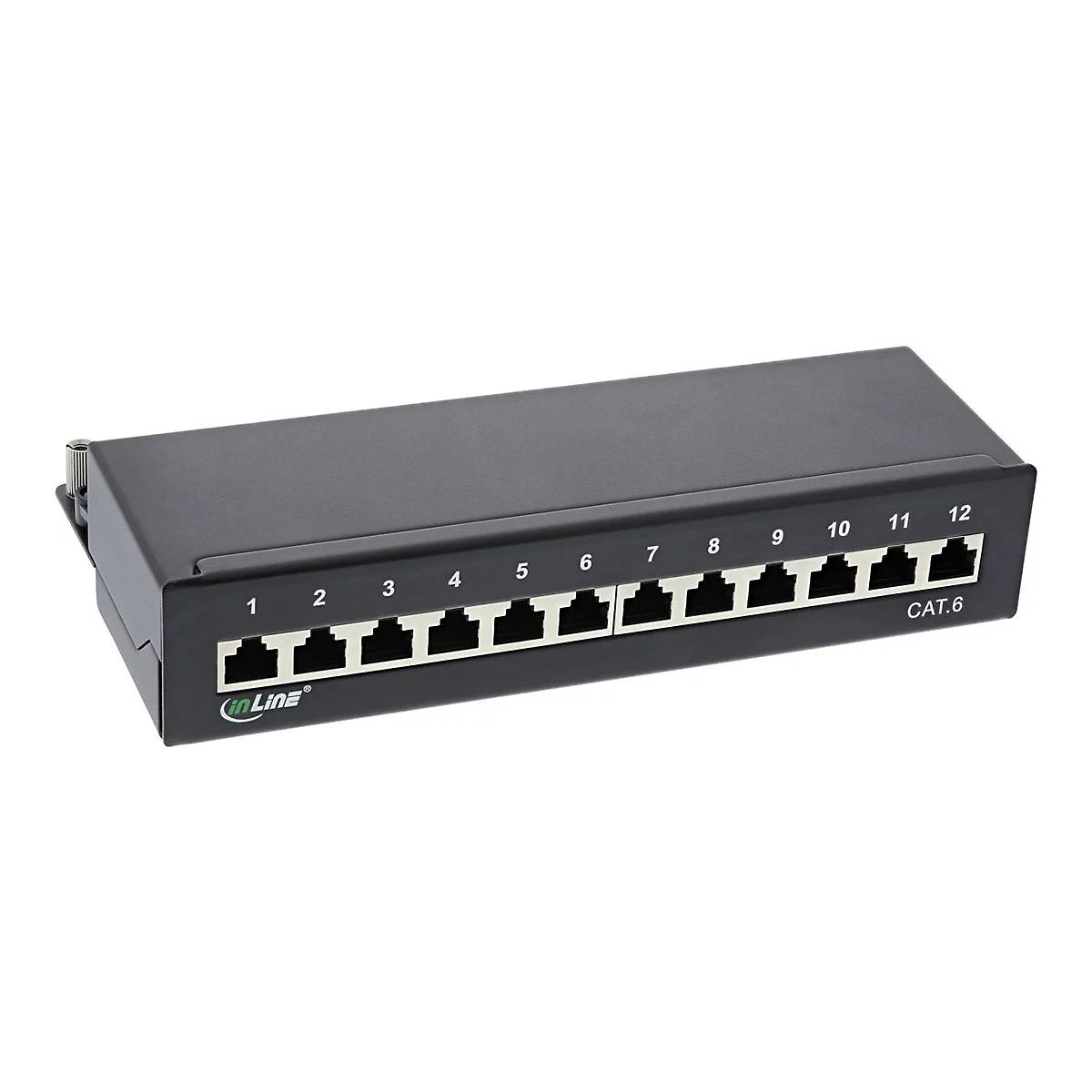 InLine - Patch Panel - geeignet für Wandmontage, Tisch montierbar - CAT 6a - RJ-45 X 12 - Schwarz, RAL 9005