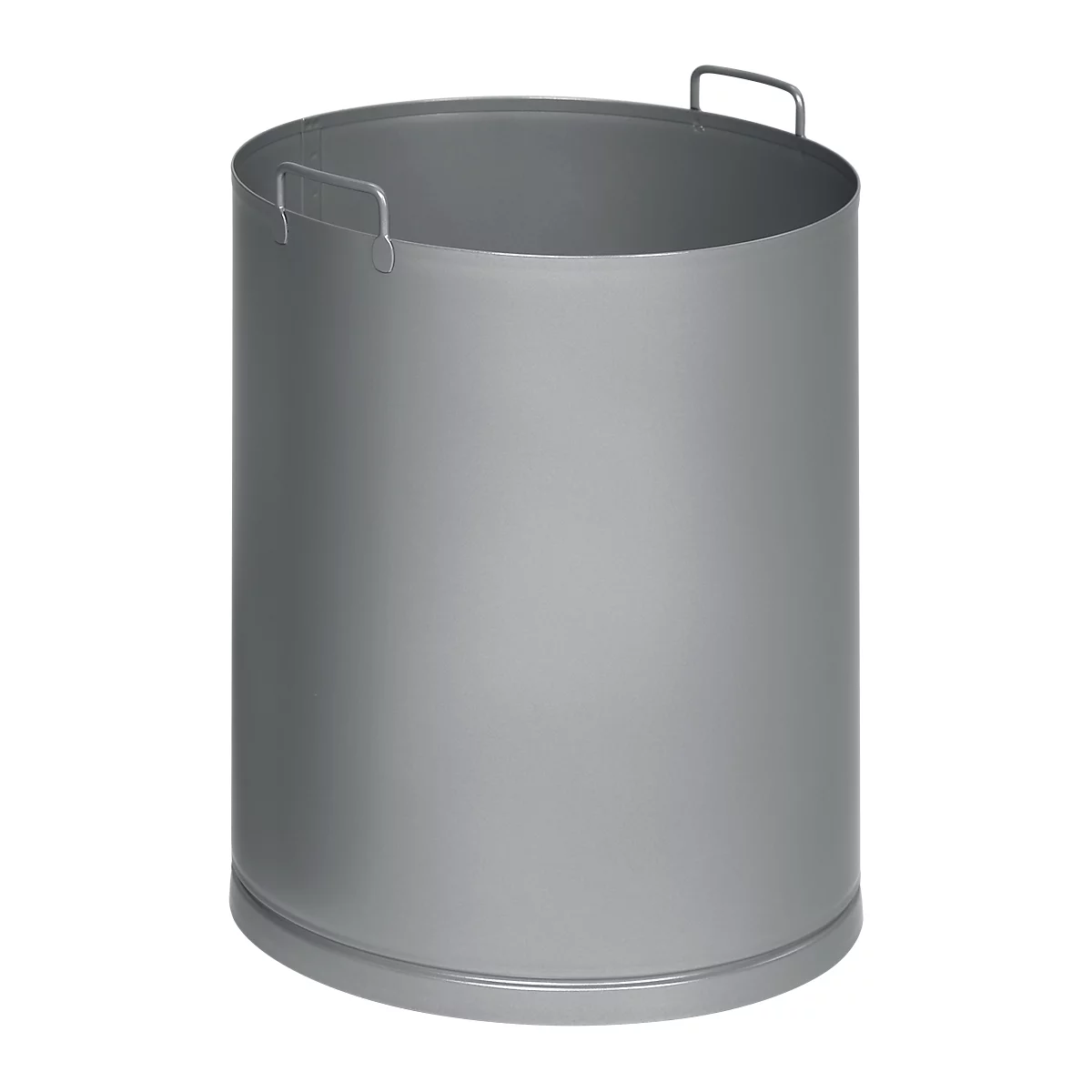Grauer, zylindrischer Behälter mit zwei Henkeln, vor weißem Hintergrund.