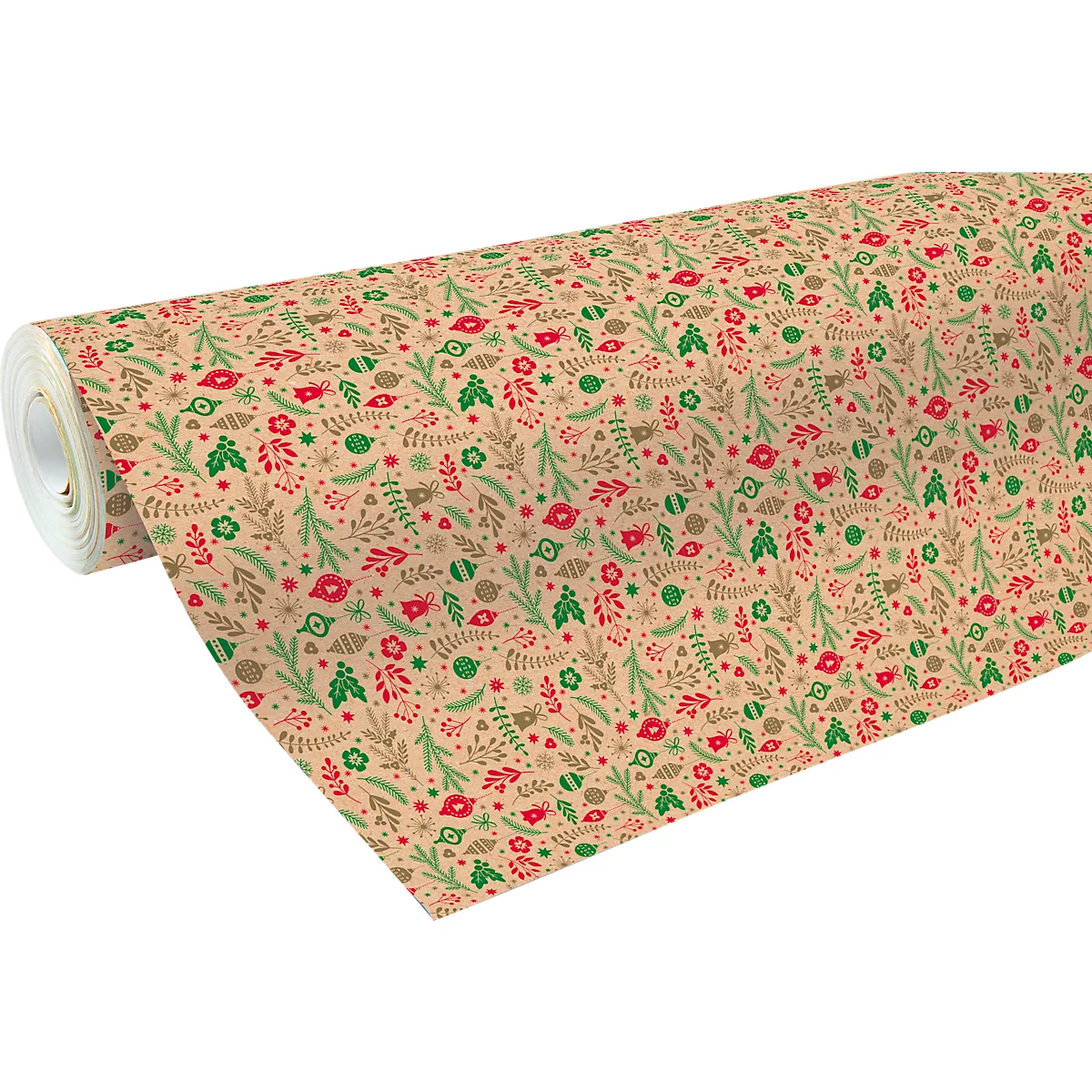 Inpakpapier Clairefontaine kerstversiering, 1 rol met L 50 m x B 700 mm, aan 1 zijde bedrukt, kraftpapier, bruinrood