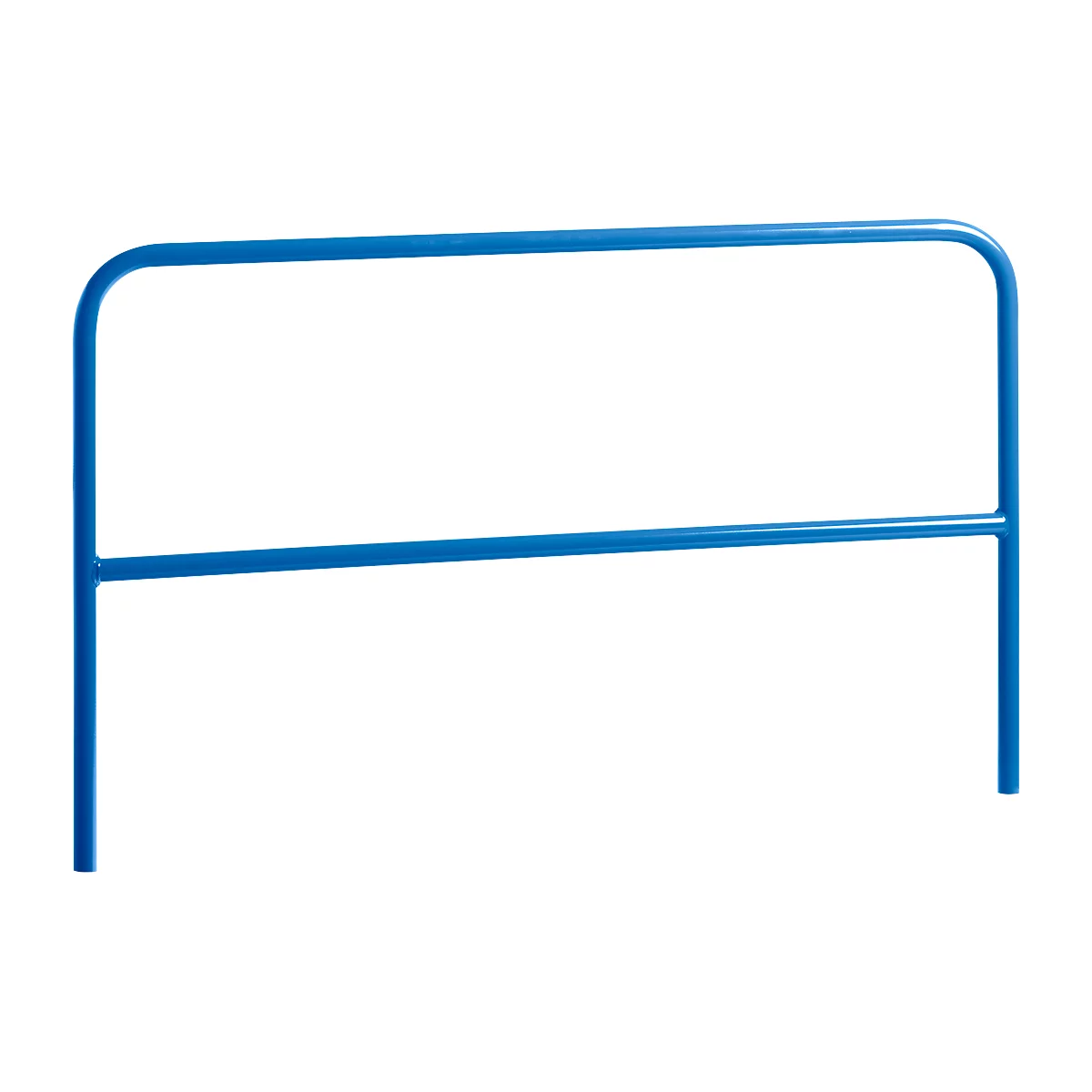 Blue grab rail with two horizontal bars. The bars are connected with rounded vertical columns. On a white background.