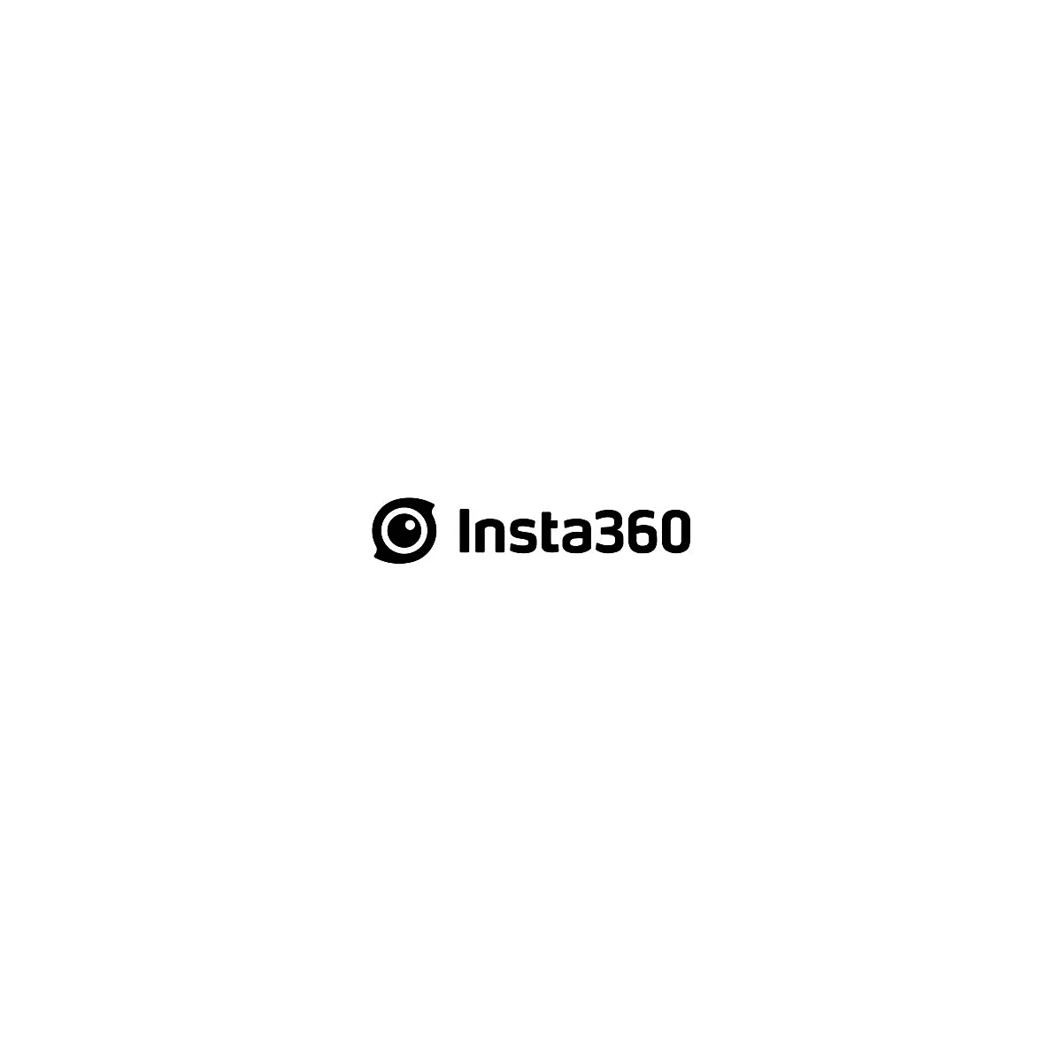 Schwarzes Logo der Marke Insta360 mit einem stilisierten Auge als Icon links neben dem Schriftzug.