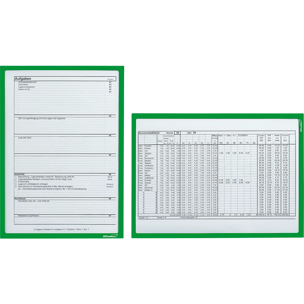 Insteekhoes, magnetisch, PET-folie, A3 horizontaal/verticaal, groen, 5 stuks