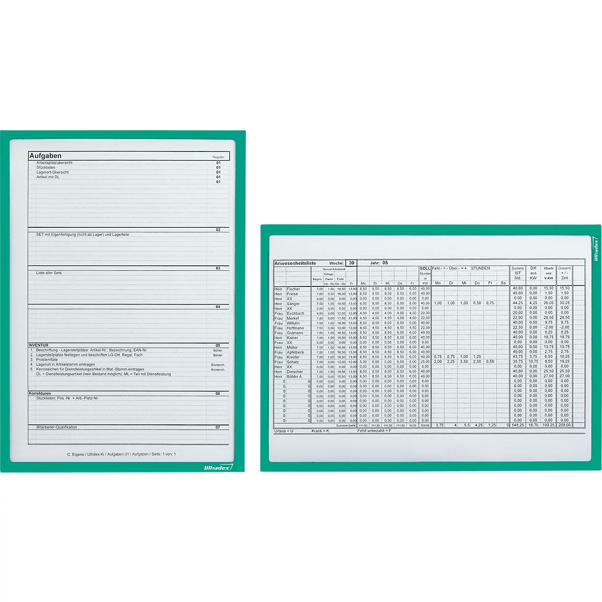 Insteekhoes, magnetisch, PET-folie, A4 horizontaal/verticaal, groen, 5 stuks