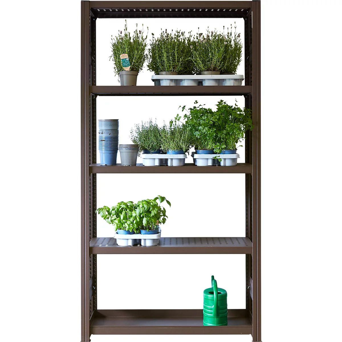 Insteekstelling bloemen of allround ORDO Flex - stalen - modulaire - B 1060 x D 435 x H 2000 mm - draagvermogen 1200 kg - poedercoating roestbruin