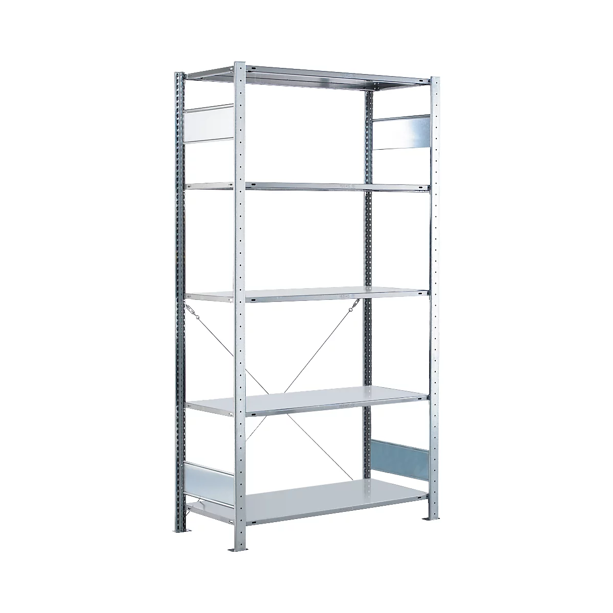 Insteekstelling MULTIplus150 Express - basissectie - B 1000 x D 300 x H 2000 mm - 5 legborden - draagvermogen 150 kg - staal - verzinkt