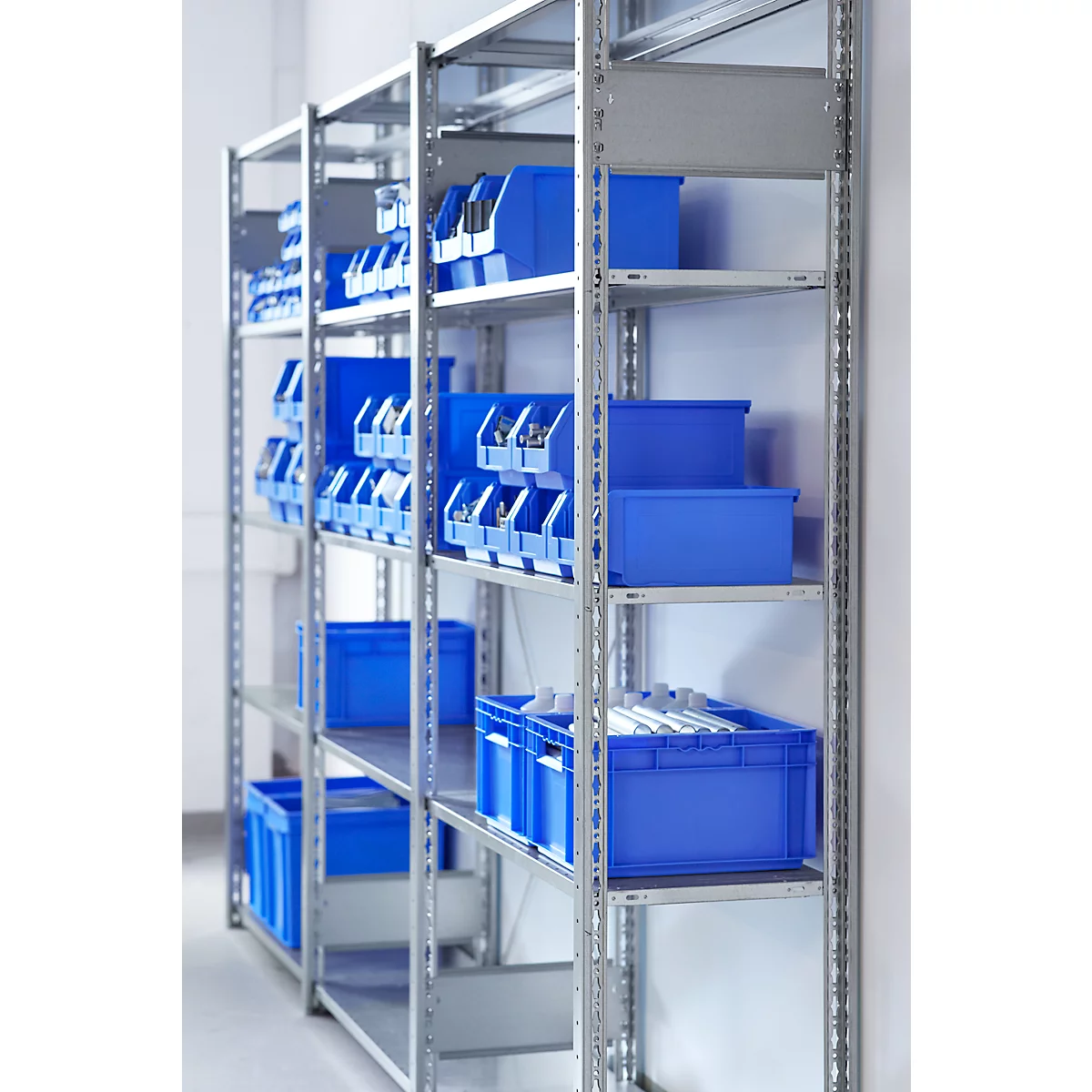 Insteekstelling MULTIplus150 Express - basissectie - B 1000 x H 2000 mm - 5 legborden - draagvermogen 150 kg - staal - verzinkt
