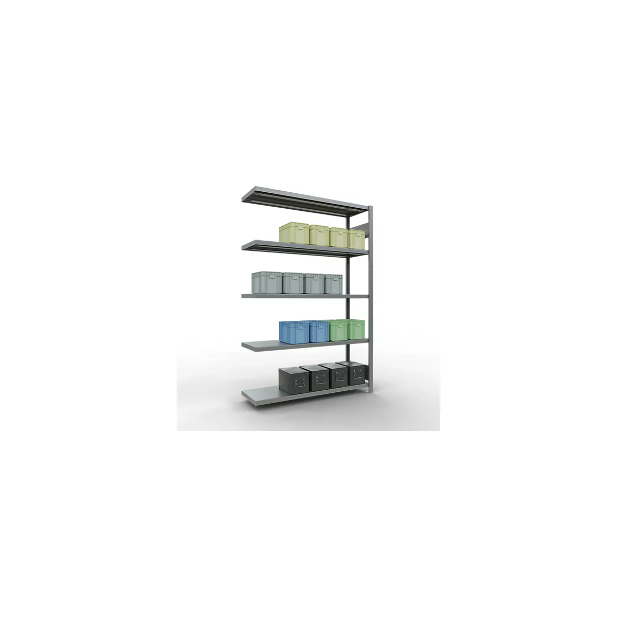 Insteekstelling MULTIplus250 Express - aanbouwsectie - B 1300 x D 400 x H 2000 mm - 5 legborden - draagvermogen 250 kg - staal - verzinkt