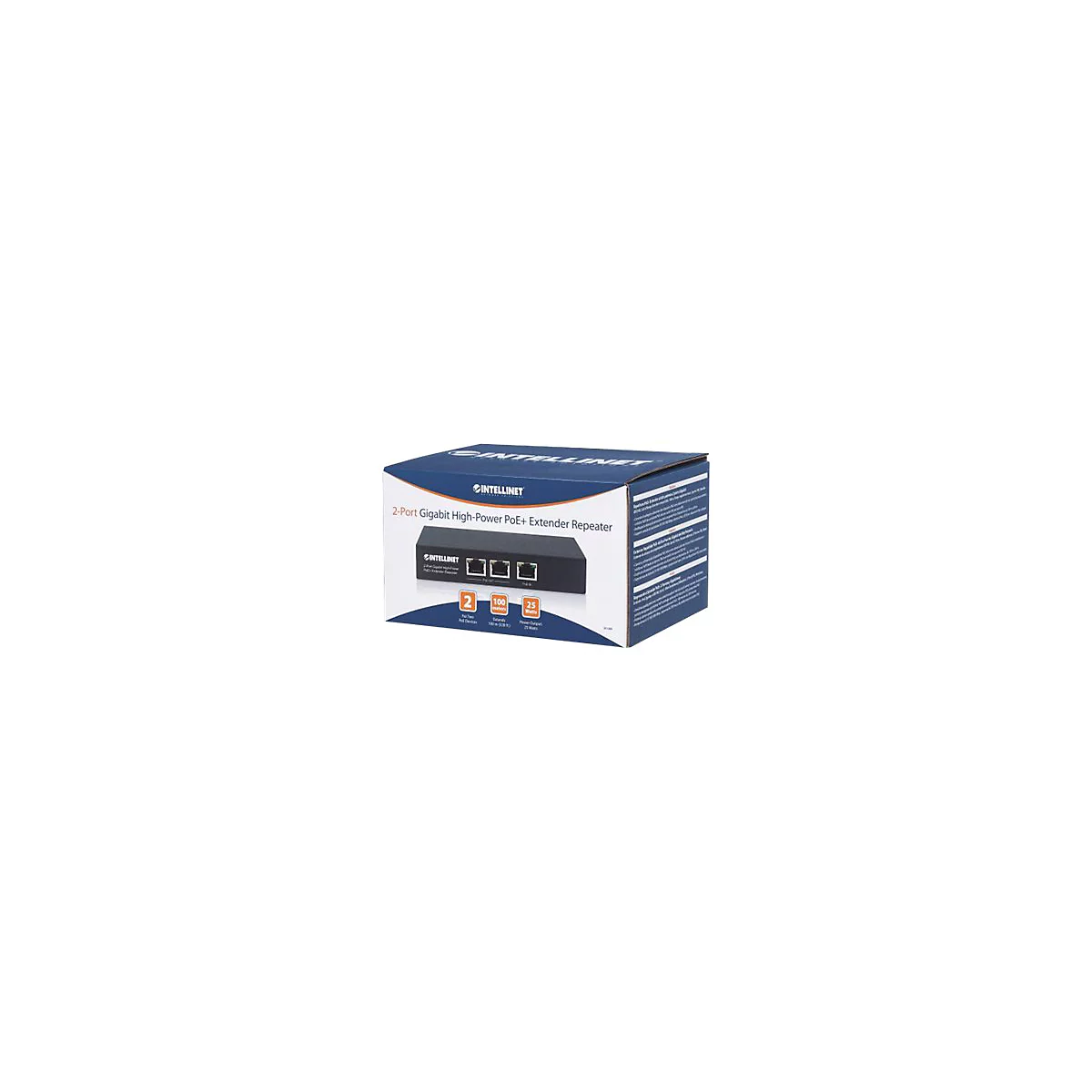 Intellinet 2-Port Gigabit High-Power PoE+ Extender, IEEE 802.3at/af PoE+/PoE, verlängert die Reichweite einer PoE-Verbindung um zusätzliche 100 Meter, 2 PSE-Ports, Metall - Repeater - 1GbE - 10Base-T, 100Base-TX, 1000Base-T - 2 Anschlüsse - RJ-45 ...