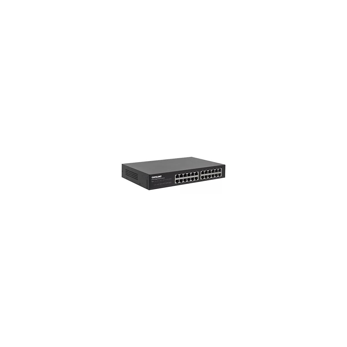 Intellinet 24-Port Gigabit Ethernet Switch, 24 x 10/100/1000 Mbit/s RJ45-Ports, IEEE 802.3az (Energy Efficient Ethernet), Desktop, 19' Rackmount, Metal - Switch - unmanaged - 24 x 10/100/1000 - Desktop, an Rack montierbar