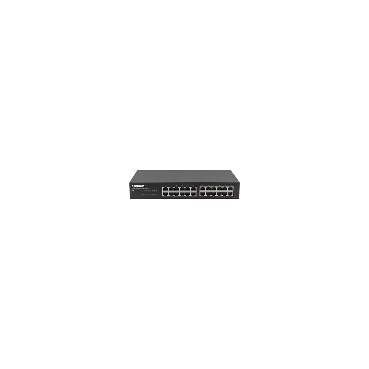 Intellinet 24-Port Gigabit Ethernet Switch, 24 x 10/100/1000 Mbit/s RJ45-Ports, IEEE 802.3az (Energy Efficient Ethernet), Desktop, 19' Rackmount, Metal - Switch - unmanaged - 24 x 10/100/1000 - Desktop, an Rack montierbar