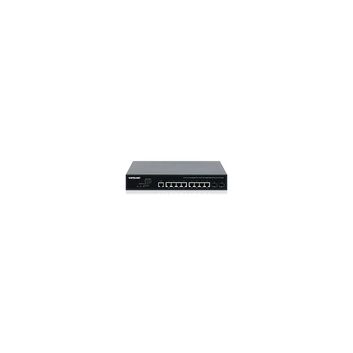 Intellinet - Switch - 2+/L3 Lite - managed - 8 x 10/100/1000 (PoE++) + 2 x Gigabit SFP (Uplink) - Desktop, an Rack montierbar