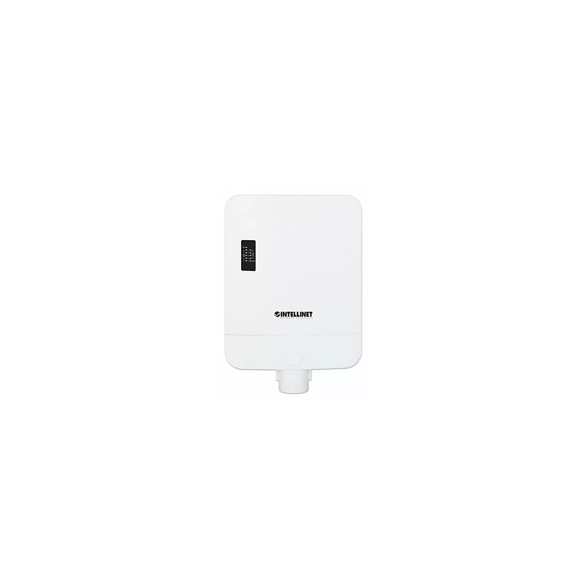 Weißer, rechteckiger Intellinet Outdoor Access Point mit schwarzem Logo und LED-Statusanzeige.