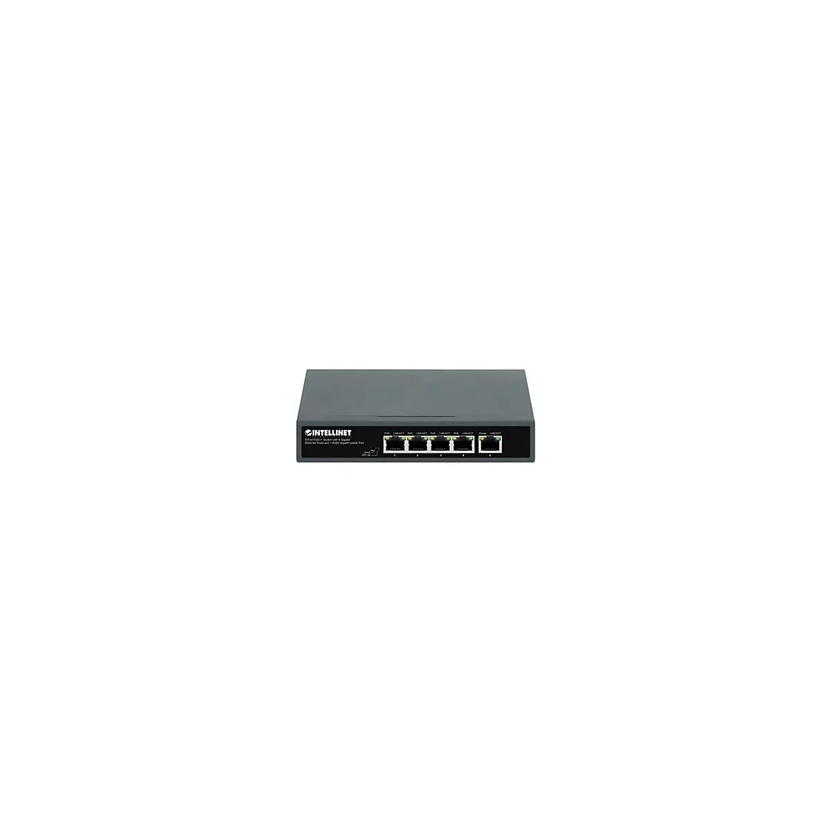 Intellinet - Switch - unmanaged - 4 x 10/100/1000 (PoE++) + 1 x 10/100/1000 (Uplink) - Desktop, wandmontierbar - 4PPoE / PoE++ (140 W)