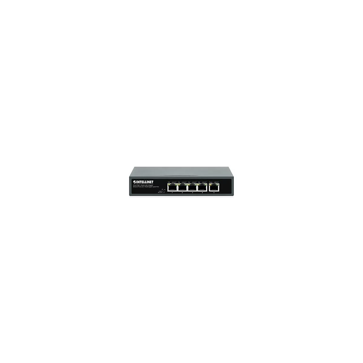 Intellinet - Switch - unmanaged - 4 x 10/100/1000 (PoE++) + 1 x 10/100/1000 (Uplink) - Desktop, wandmontierbar - 4PPoE / PoE++ (140 W)