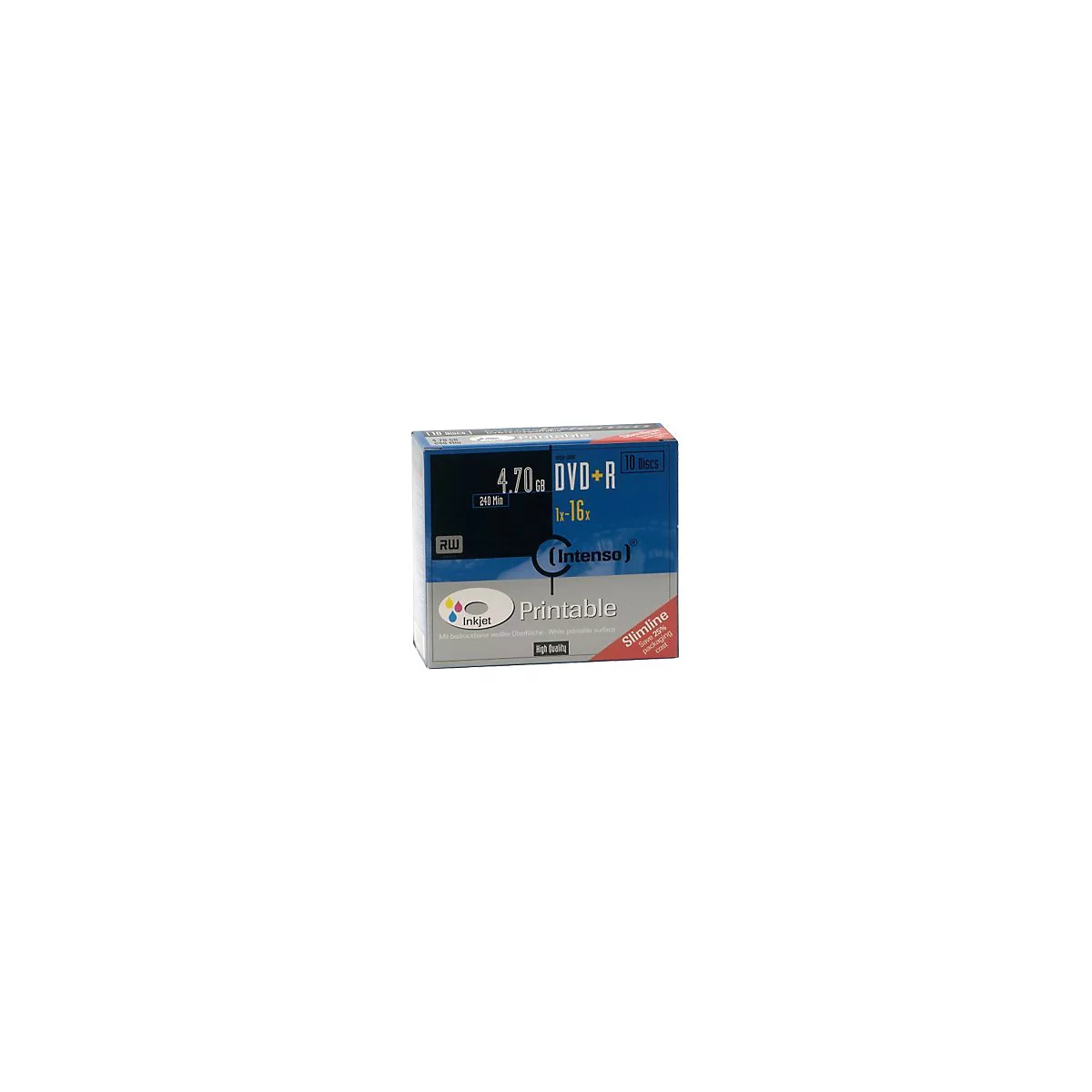 Intenso - 10 x DVD+R - 4.7 GB 16x - mit Tintenstrahldrucker bedruckbare Oberfläche - Slim Jewel Case