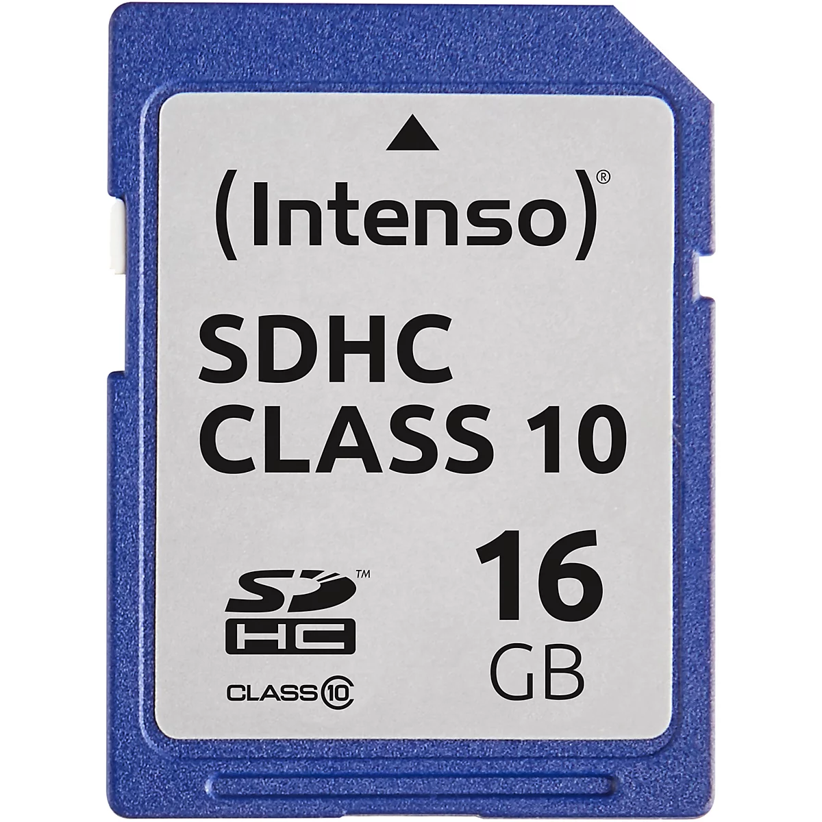 Carte mémoire bleue Intenso SDHC Class 10, 16 Go.