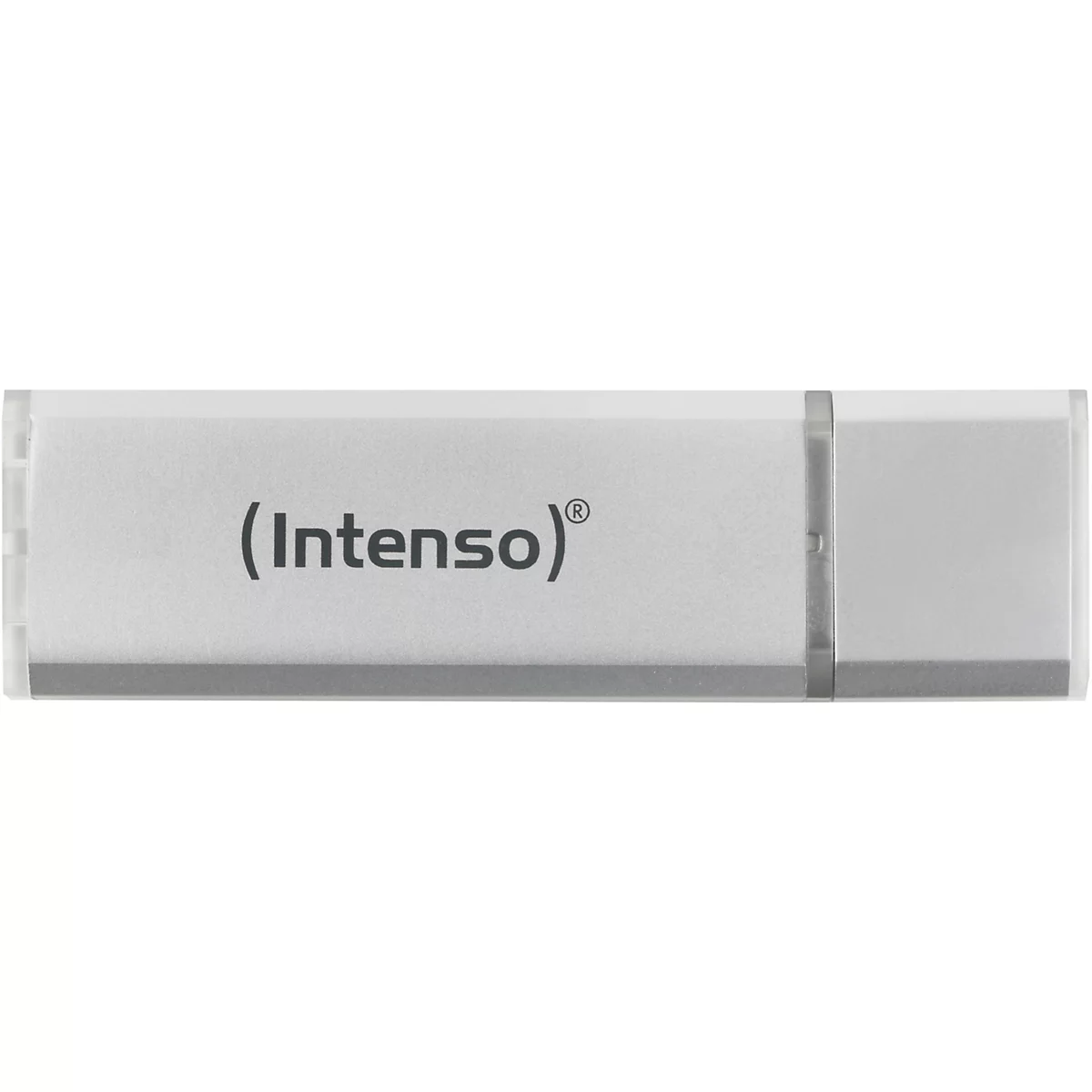 Clé USB argentée avec l'inscription (Intenso)®.