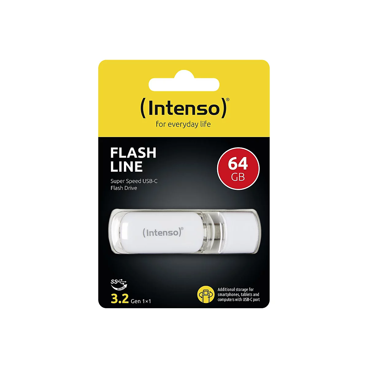 Intenso Flash Line - USB-Flash-Laufwerk - 64 GB - USB-C 3.1 Gen 1 - weiß