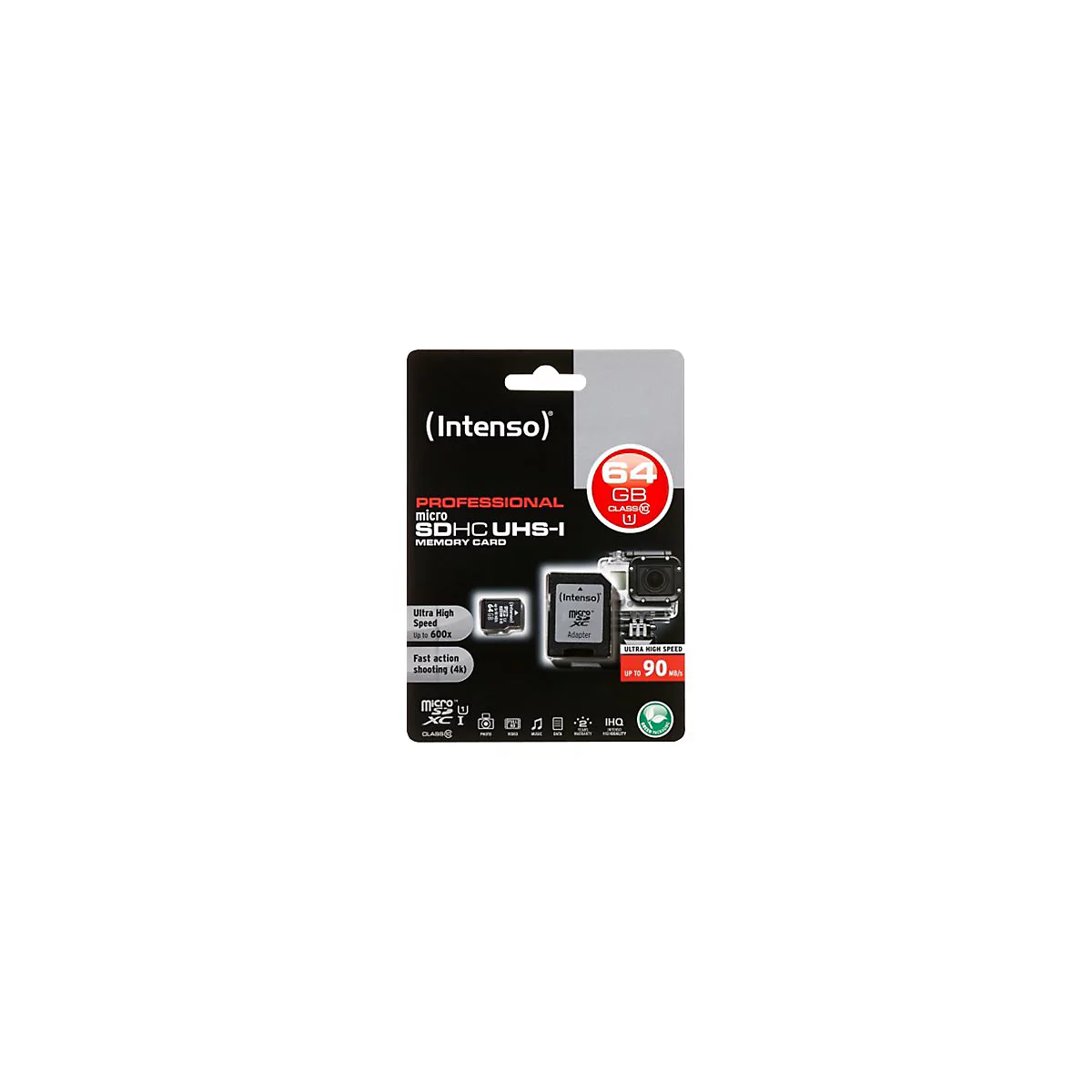 Intenso - Flash-Speicherkarte (microSDXC-an-SD-Adapter inbegriffen) - 64 GB - UHS Class 1 / Class10 - microSDXC UHS-I