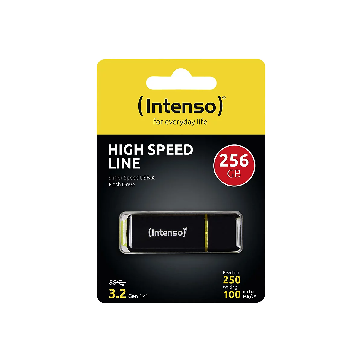 Intenso High Speed Line - USB-Flash-Laufwerk - 256 GB - USB 3.1 - Schwarz, Gelb