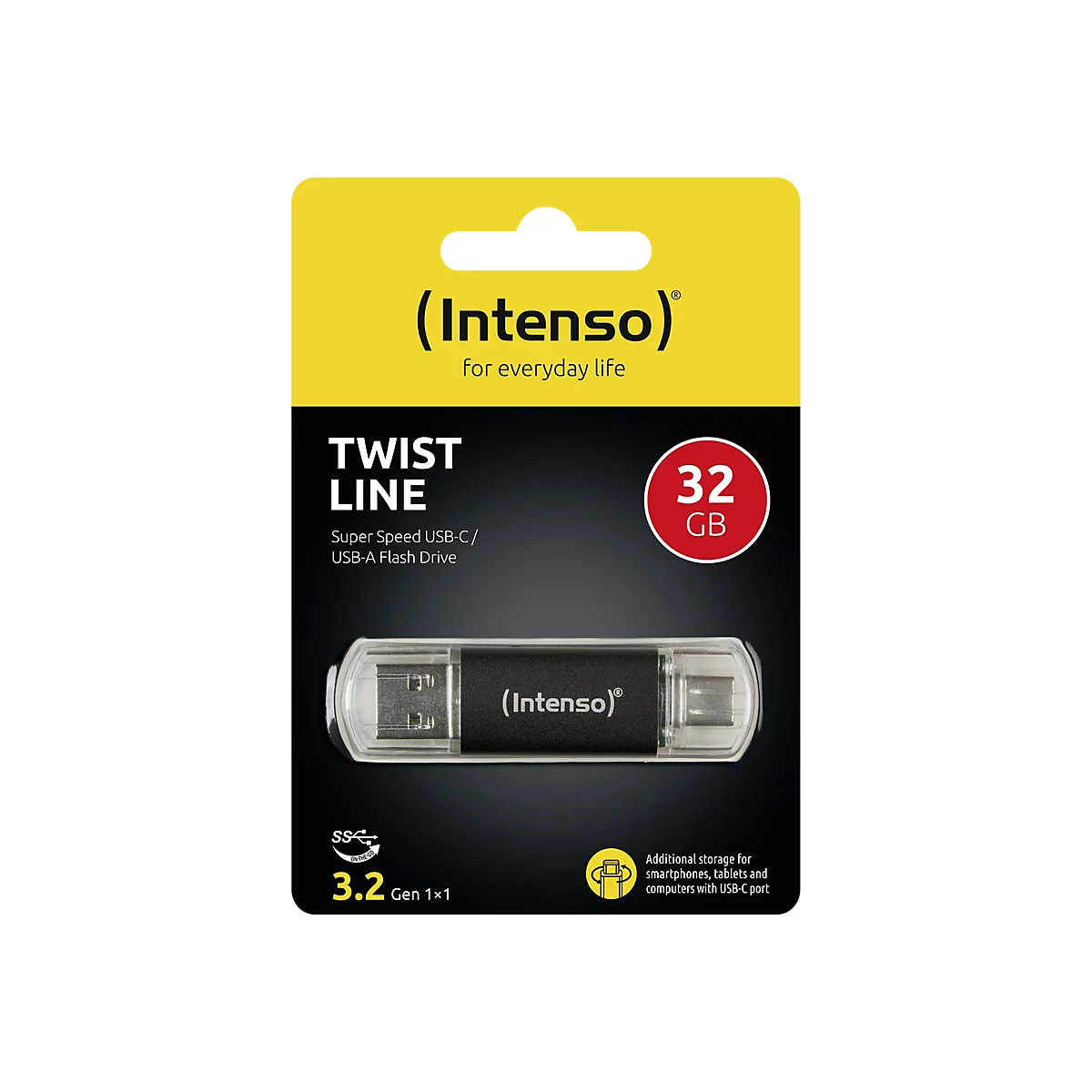 Intenso Twist Line - USB-Flash-Laufwerk - 32 GB - USB 3.2 Gen 1 / USB-C - Anthrazit