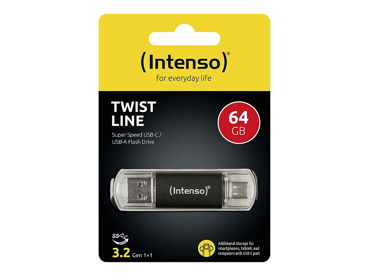 Intenso Twist Line - USB-Flash-Laufwerk - 64 GB - USB 3.2 Gen 1 / USB-C - Anthrazit