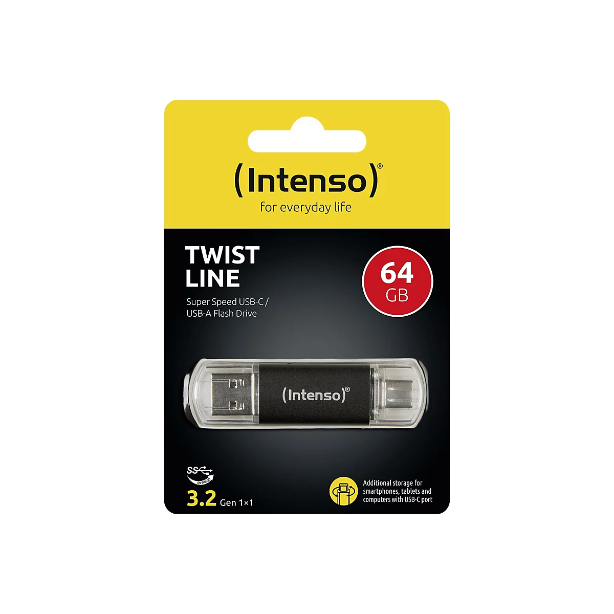 Intenso Twist Line - USB-Flash-Laufwerk - 64 GB - USB 3.2 Gen 1 / USB-C - Anthrazit