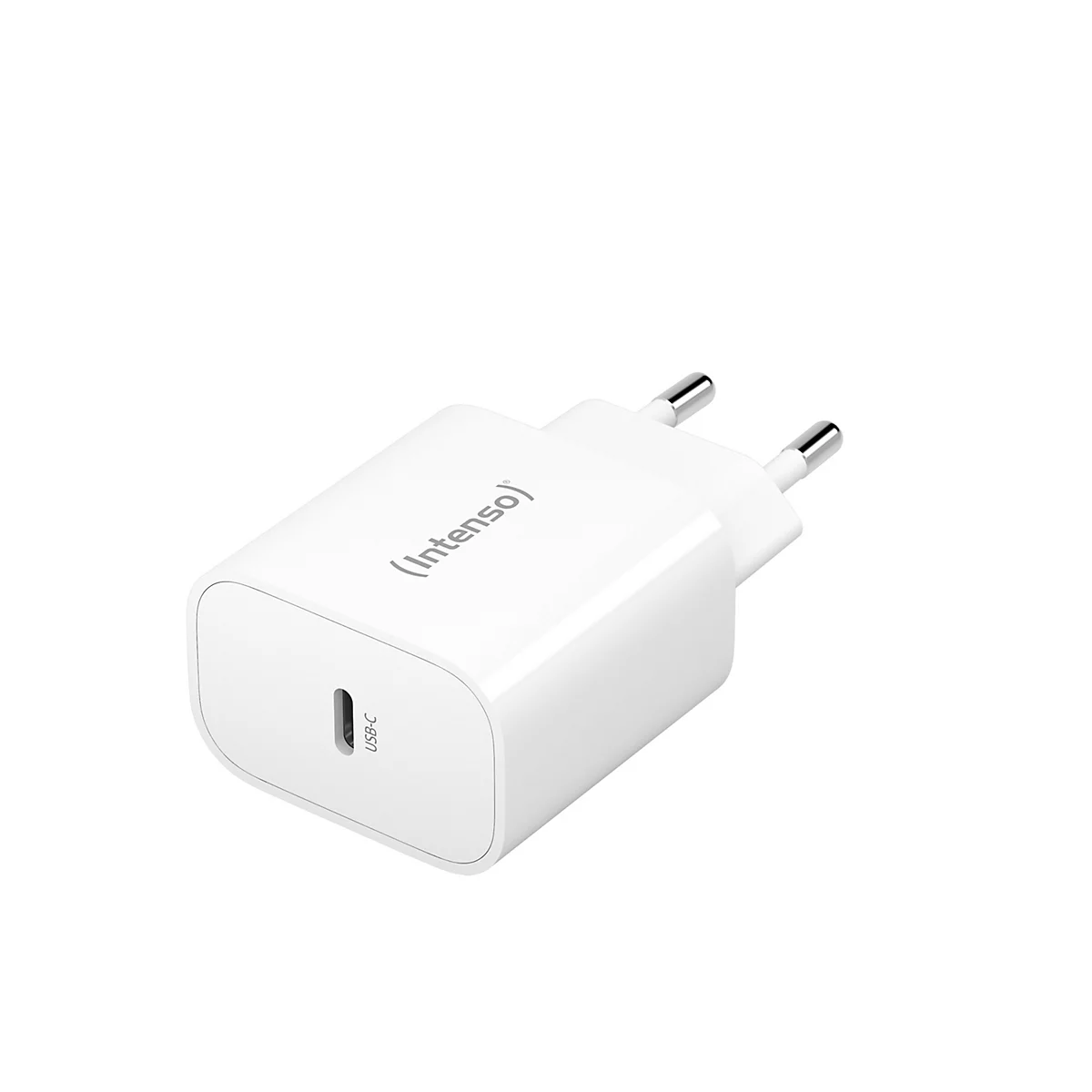 Weißes Ladegerät mit USB-C-Anschluss, Stecker, Logo: (Intenso).