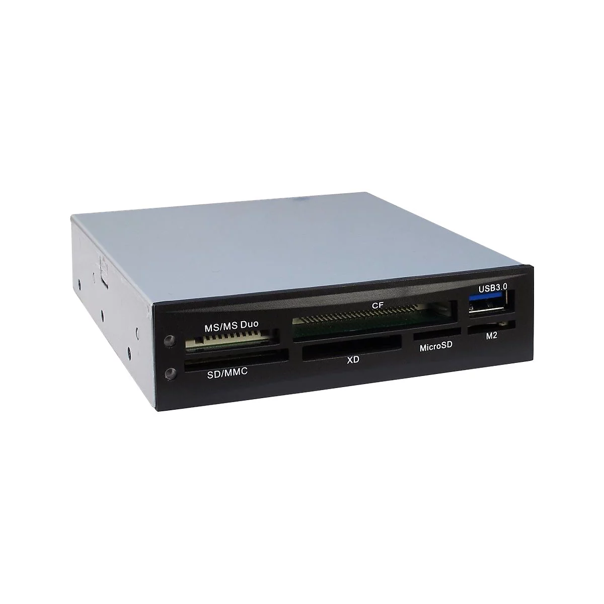 Interner Multi-Kartenleser mit schwarzer Frontblende für 3,5-Zoll-Schächte.