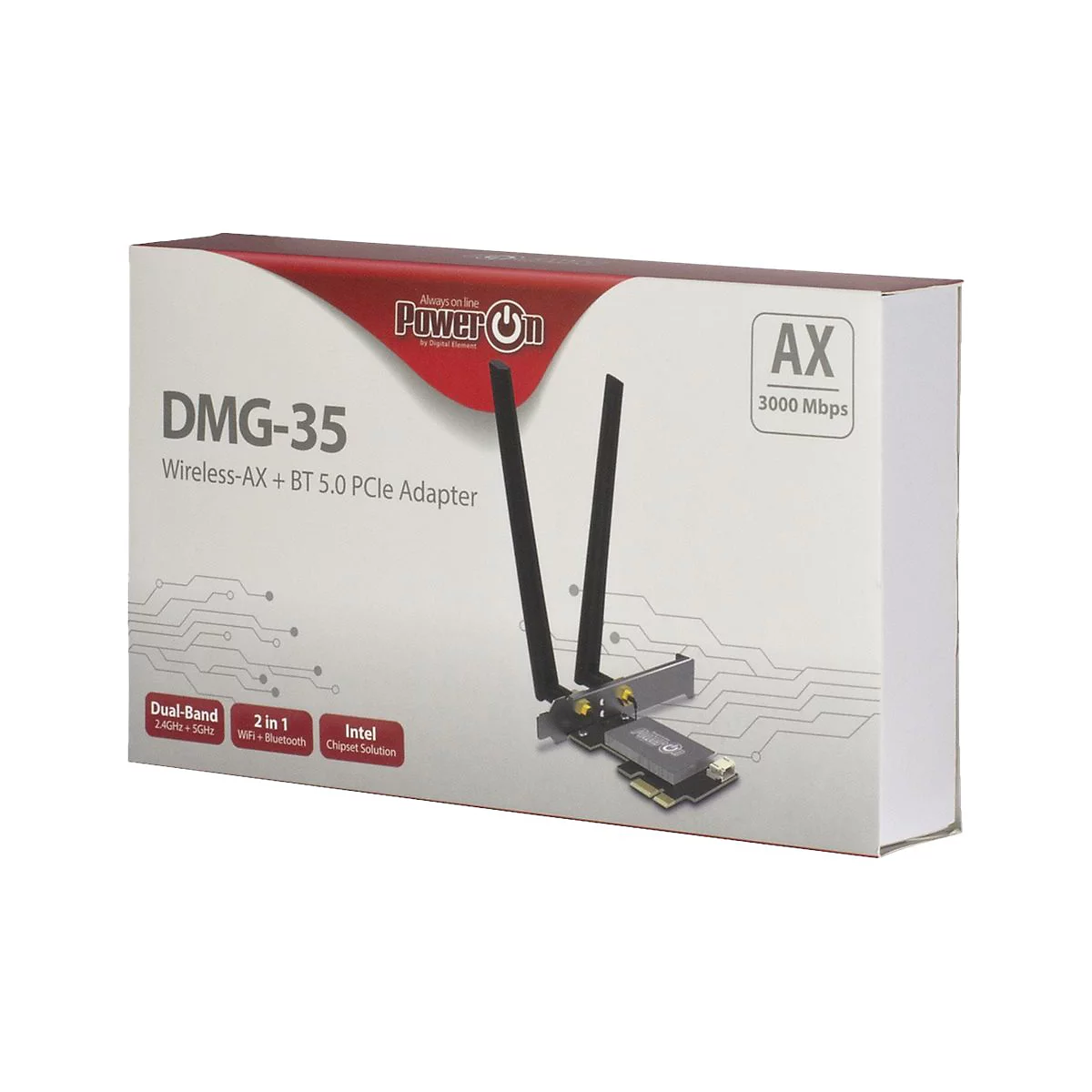 Inter-Tech DMG-35 - Netzwerkadapter - PCIe Low-Profile - Bluetooth 5.0, 802.11ax