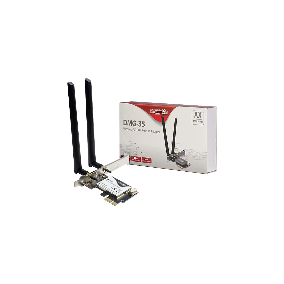Inter-Tech DMG-35 - Netzwerkadapter - PCIe Low-Profile - Bluetooth 5.0, 802.11ax